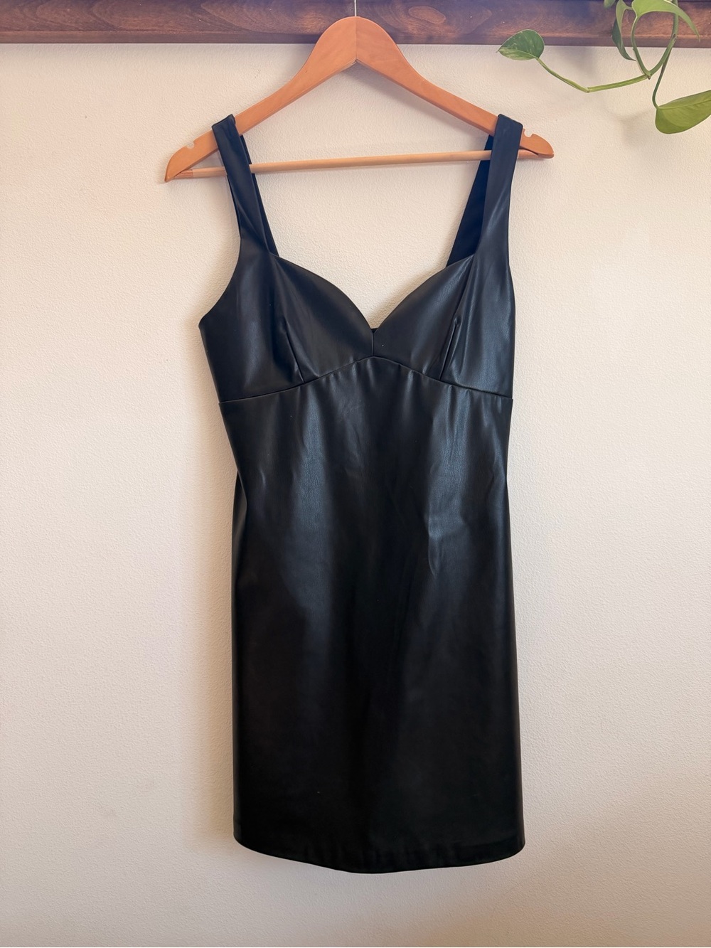 Zara Black Faux Leather Mini Dress
